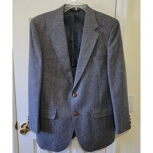 Vintage American Trend Sport Coat Jacket Blazer Size 42L? Gray Herringbone Tweed